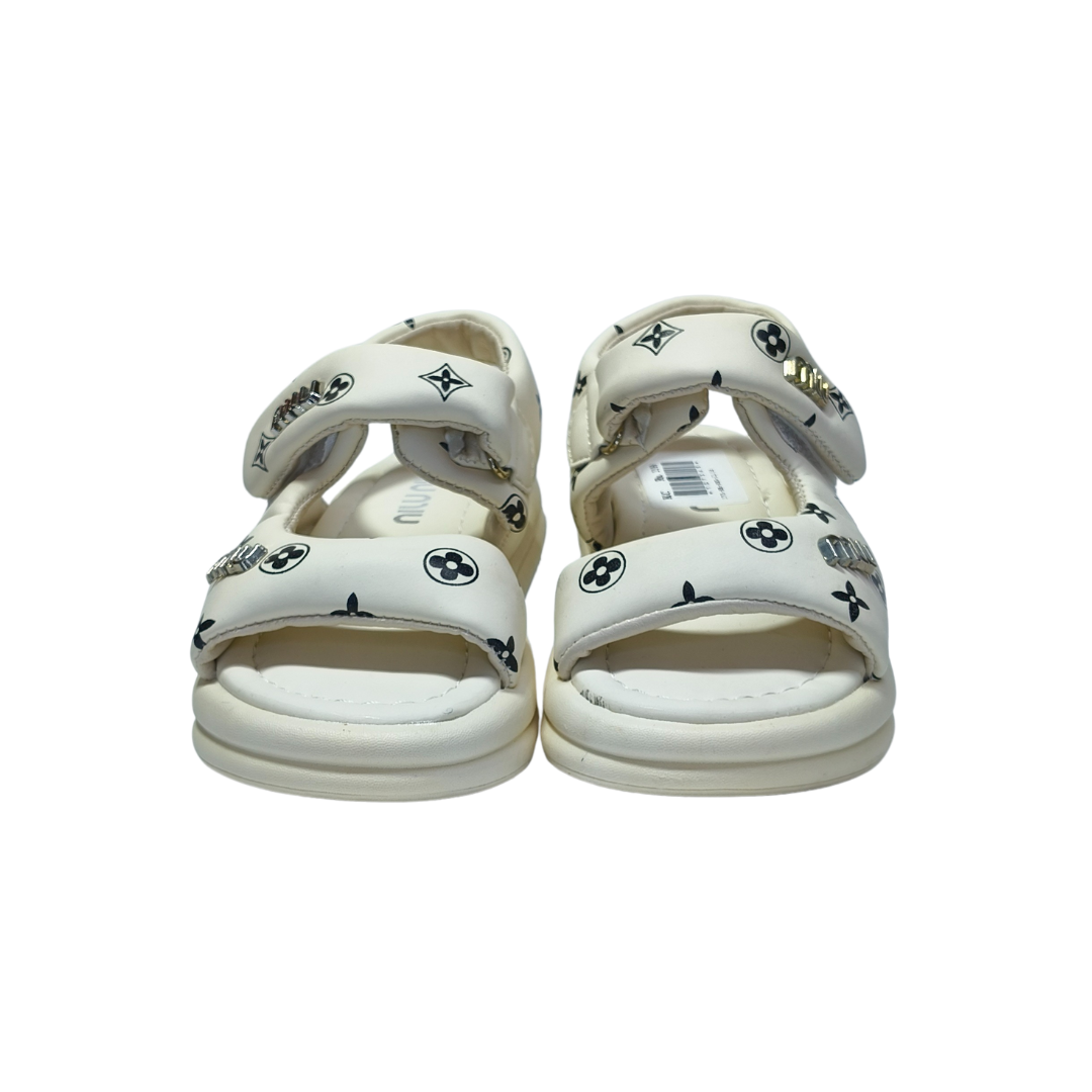 Comfort White Sandals – Monogram Print | Premium Casual Wear