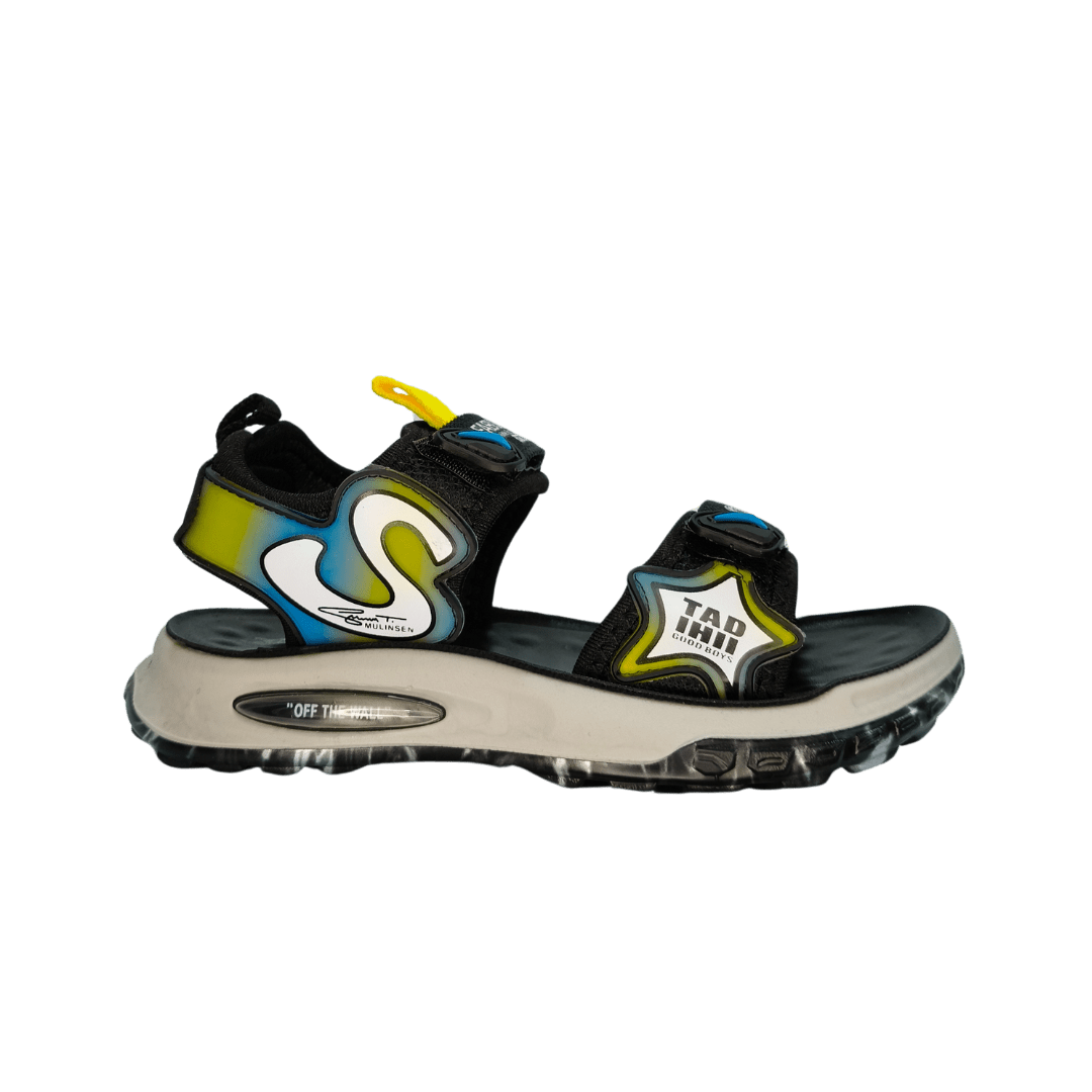 Kids Active Sandals - Black & Blue with Yellow Accents - Goal Matol