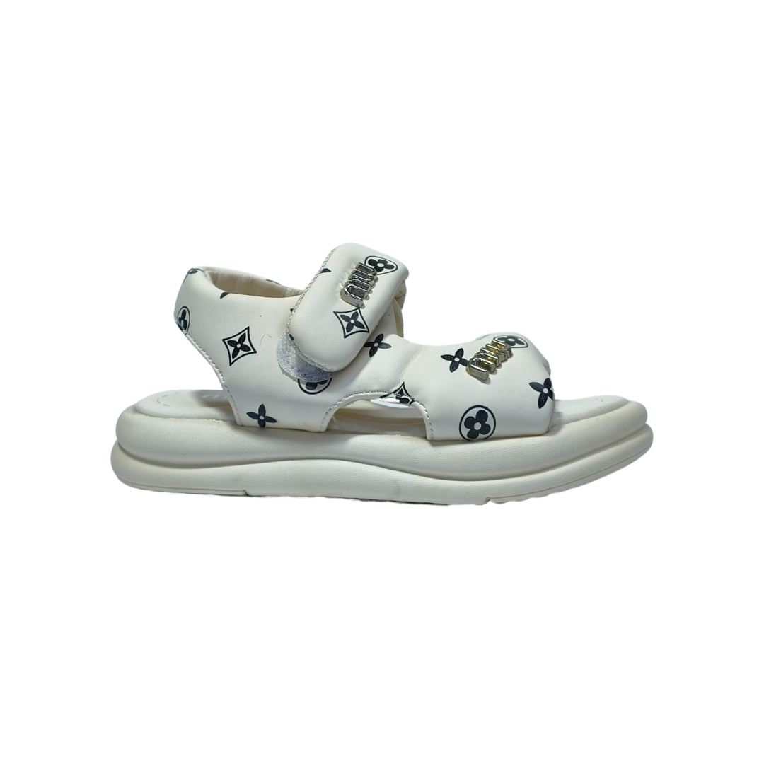 Comfort White Sandals – Monogram Print | Premium Casual Wear