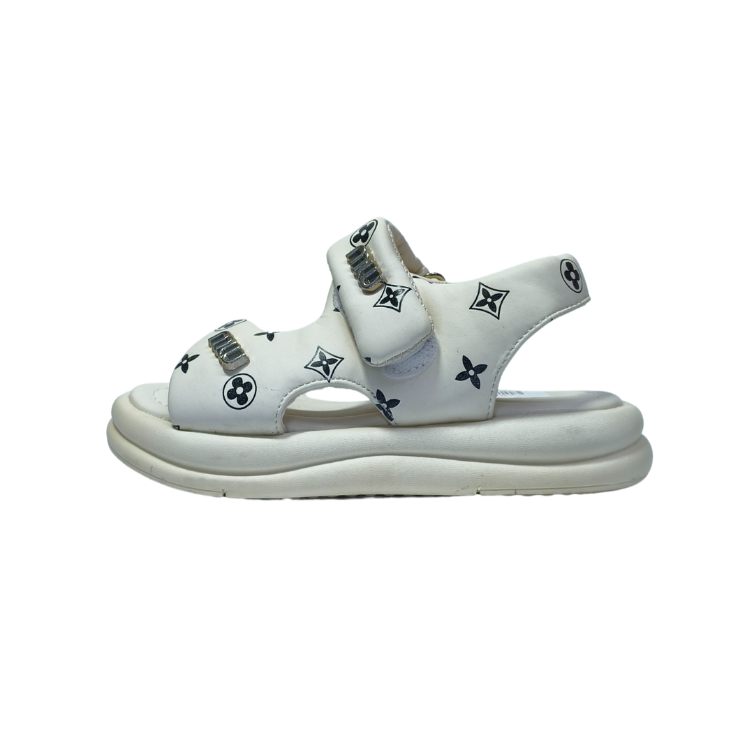 Comfort White Sandals – Monogram Print | Premium Casual Wear
