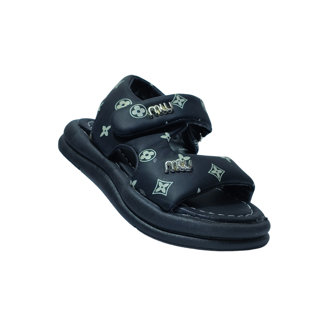 Comfort Black Sandals – Monogram Print | Premium Casual Wear