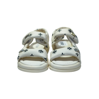 Comfort White Sandals – Monogram Print | Premium Casual Wear