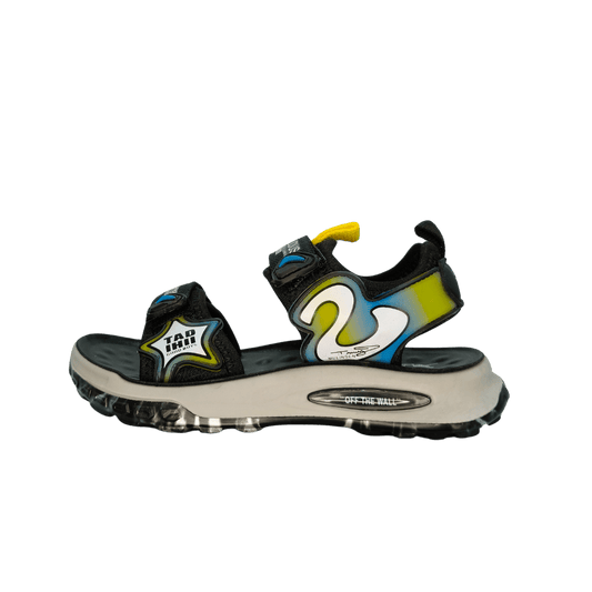 Kids Active Sandals - Black & Blue with Yellow Accents - Goal Matol