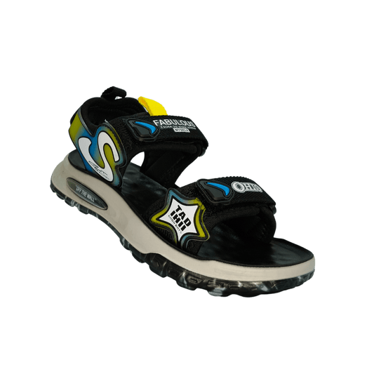 Kids Active Sandals - Black & Blue with Yellow Accents - Goal Matol